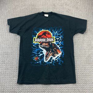 Vintage Jurassic Park 1993 Promo Shirt Men XL Black Single Stitch Novel TEEZ 90s